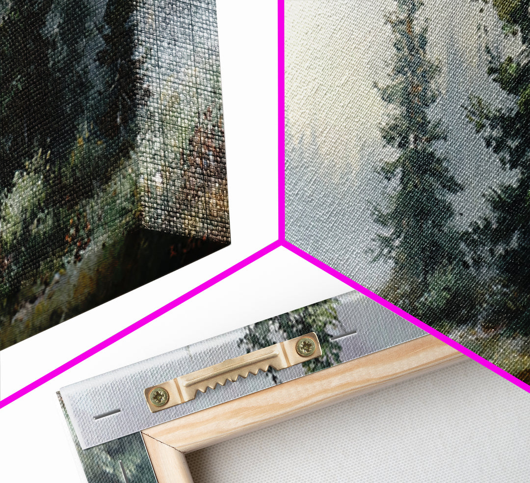 Mushroom Cluster in Enchanted Woodland Framed Canvas Print, Nature Art, Art, Living Room Decor, Oil Painting, Nature, NAT-3x1-47