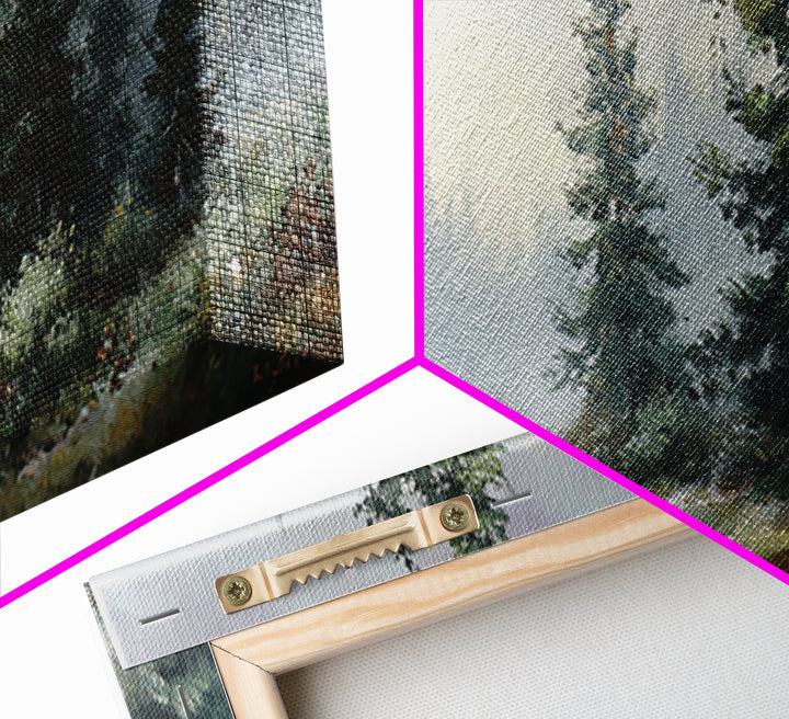 Mushroom Cluster in Enchanted Woodland Framed Canvas Print, Nature Art, Art, Living Room Decor, Oil Painting, Nature, NAT-3x1-47