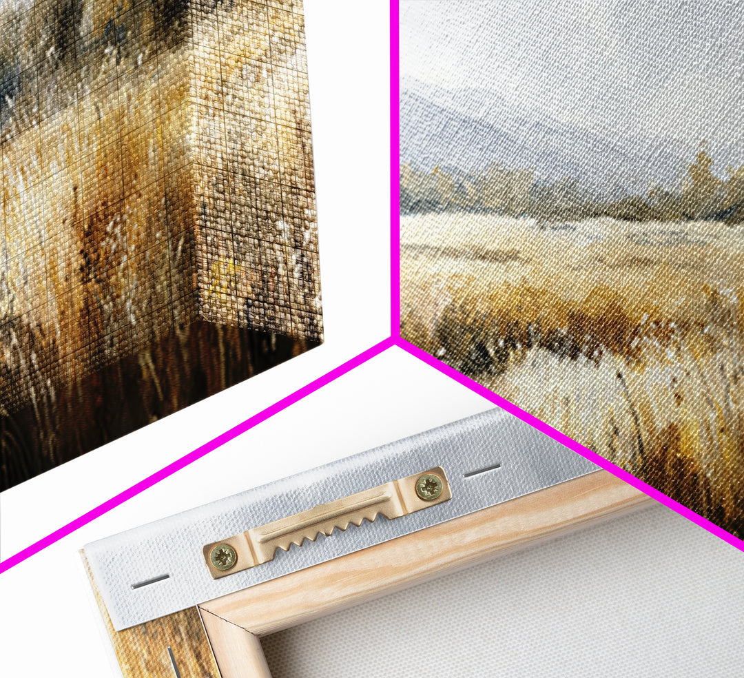 Sunrise Through Tall Grass and Wildflowers Framed Canvas Print, Nature Art, Wall Decor, Living Room Decor, Oil Painting, Nature, NAT-3x1-51