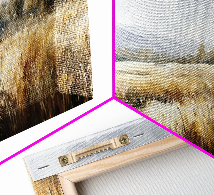 Sunrise Through Tall Grass and Wildflowers Framed Canvas Print, Nature Art, Wall Decor, Living Room Decor, Oil Painting, Nature, NAT-3x1-51