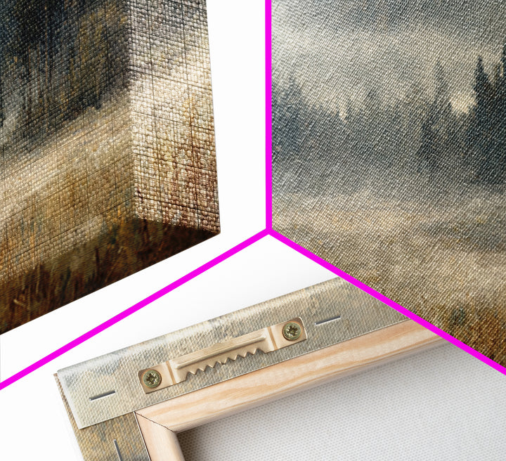 Deer Standing in a Golden Field Framed Canvas Print, Nature Art, Wall Art, Living Room Decor, Fine Art, Nature, Wood Wall Art, NAT-3x1-72