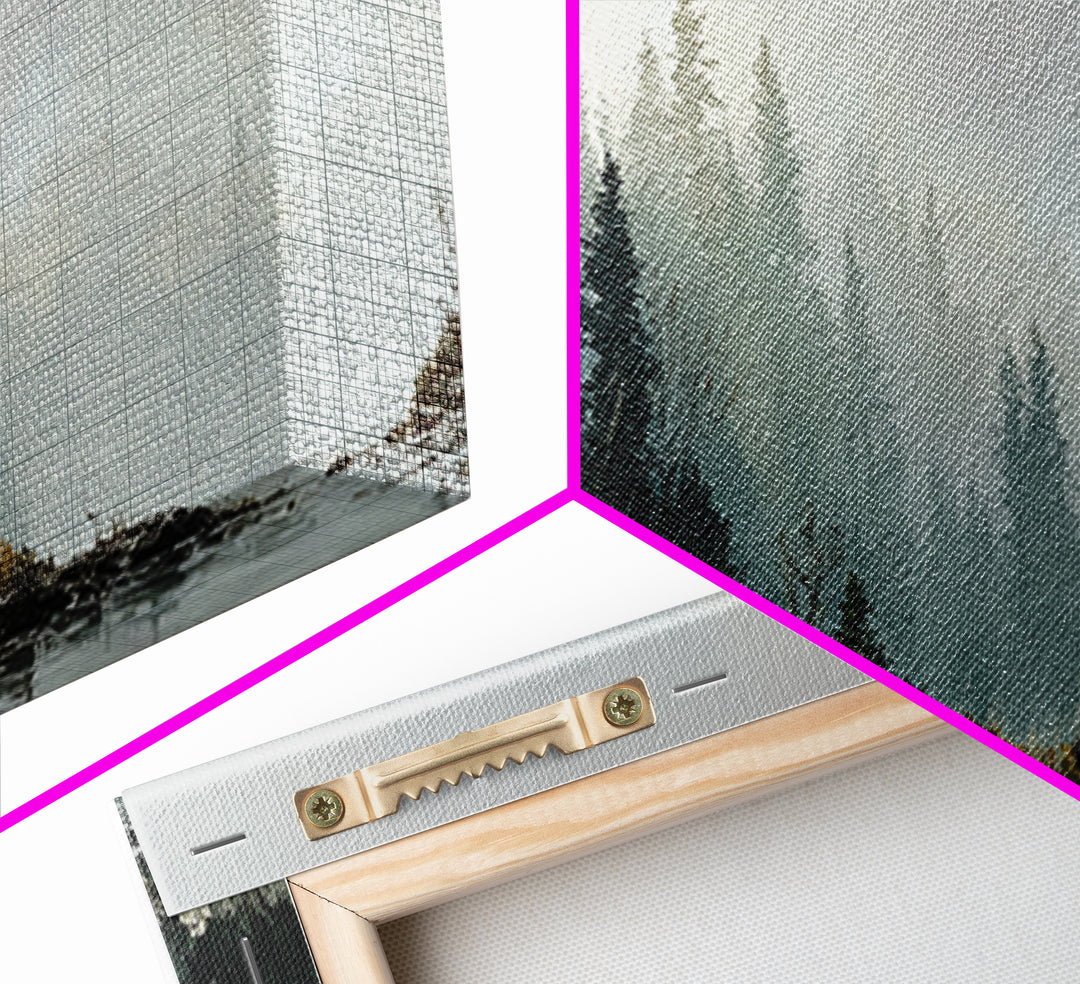 Moody Pine Forest Framed Canvas Print, Nature Art, Floral, Living Room Decor, Fine Art, Nature, Moss Art, Landscape Art, NAT-3x1-9