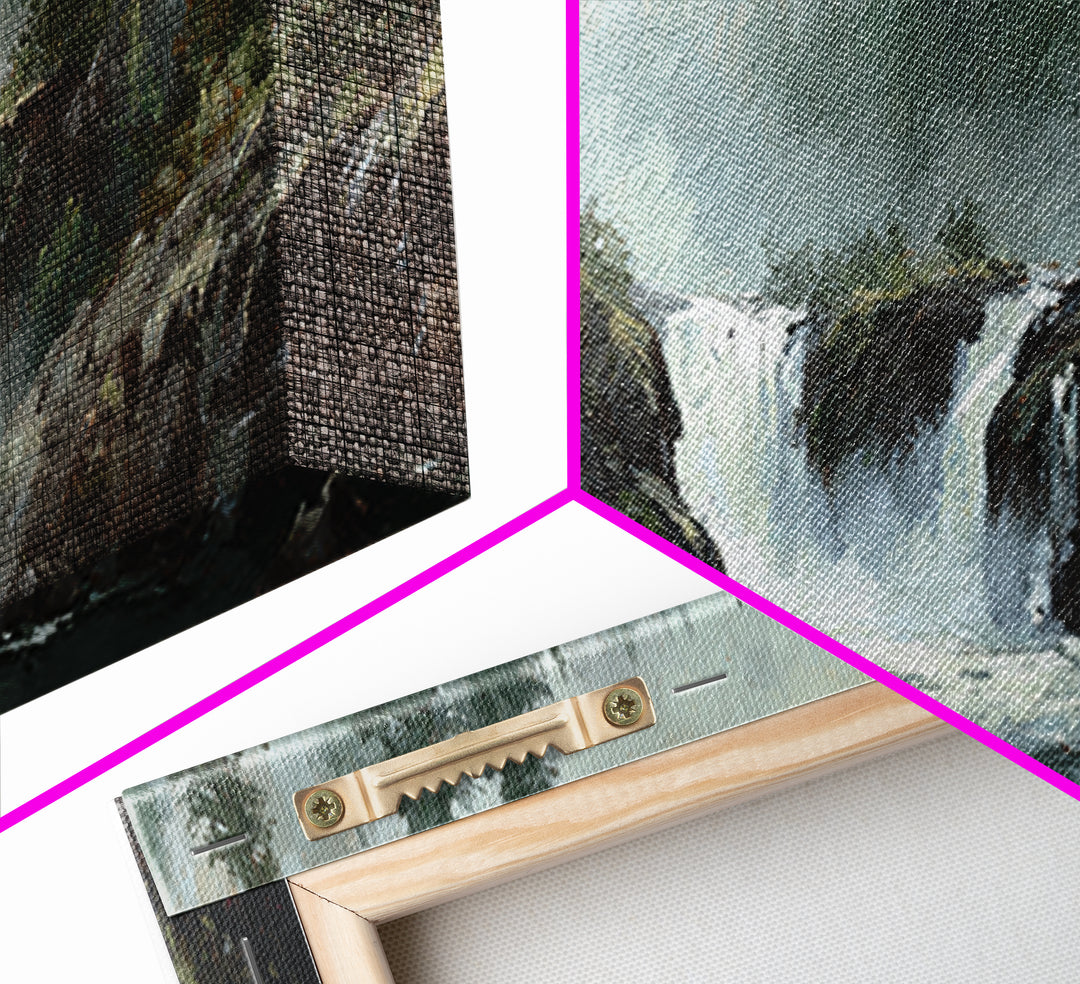 Waterfall Hidden Among Dark Green Rocks Canvas Print, Nature Art, Room Decor, Living Room Decor, Nature, Wall Hangings, NAT-3x1-91
