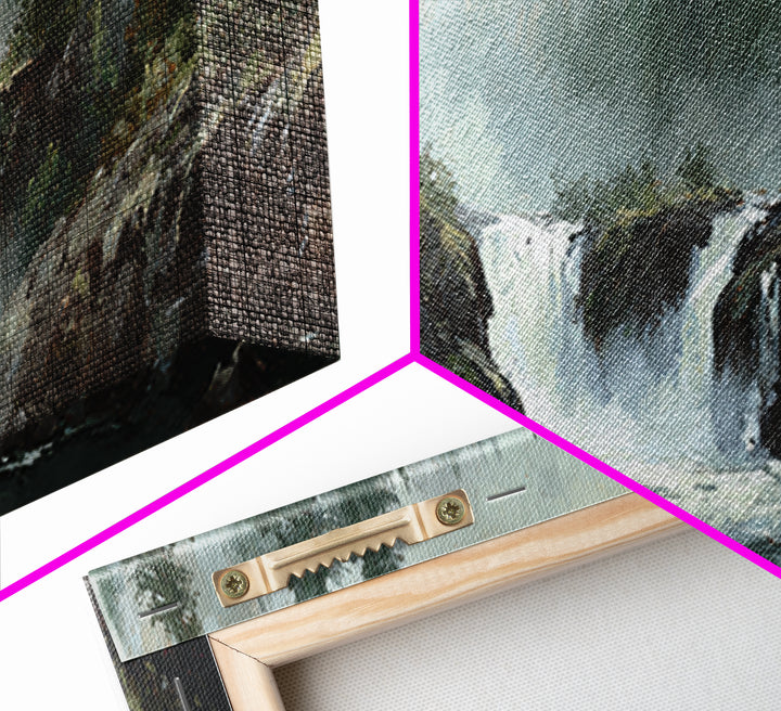 Waterfall Hidden Among Dark Green Rocks Canvas Print, Nature Art, Room Decor, Living Room Decor, Nature, Wall Hangings, NAT-3x1-91