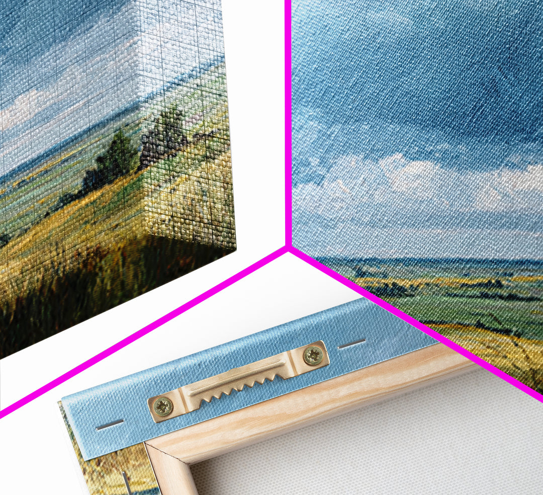 Storm Clouds over a Rolling Prairie Framed Canvas Print, Nature Art, Wall Hangings, Living Room Decor, Fine Art, Nature, NAT-3x2-18