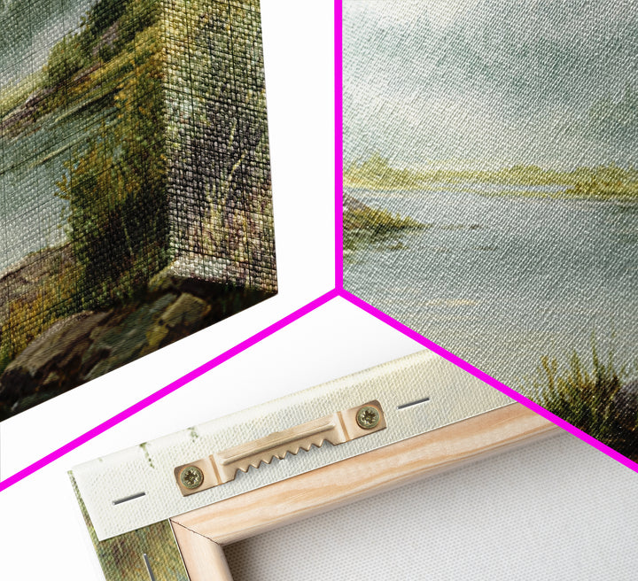 Misty Mountain Lake Canvas Print, Nature Art, Stained Glass Art, Living Room Decor, Nature, Modern Decor, Fine Art Print, NAT-3x2-33