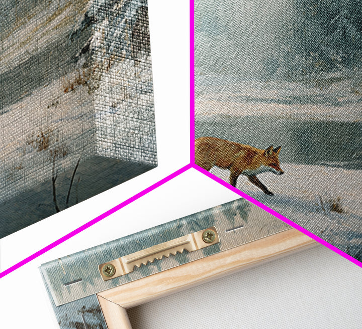 Fox Crossing a Snowy Forest Clearing Canvas Print, Nature Art, Wood Wall Art, Living Room Decor, Nature, Digital Download Art, NAT-3x2-38