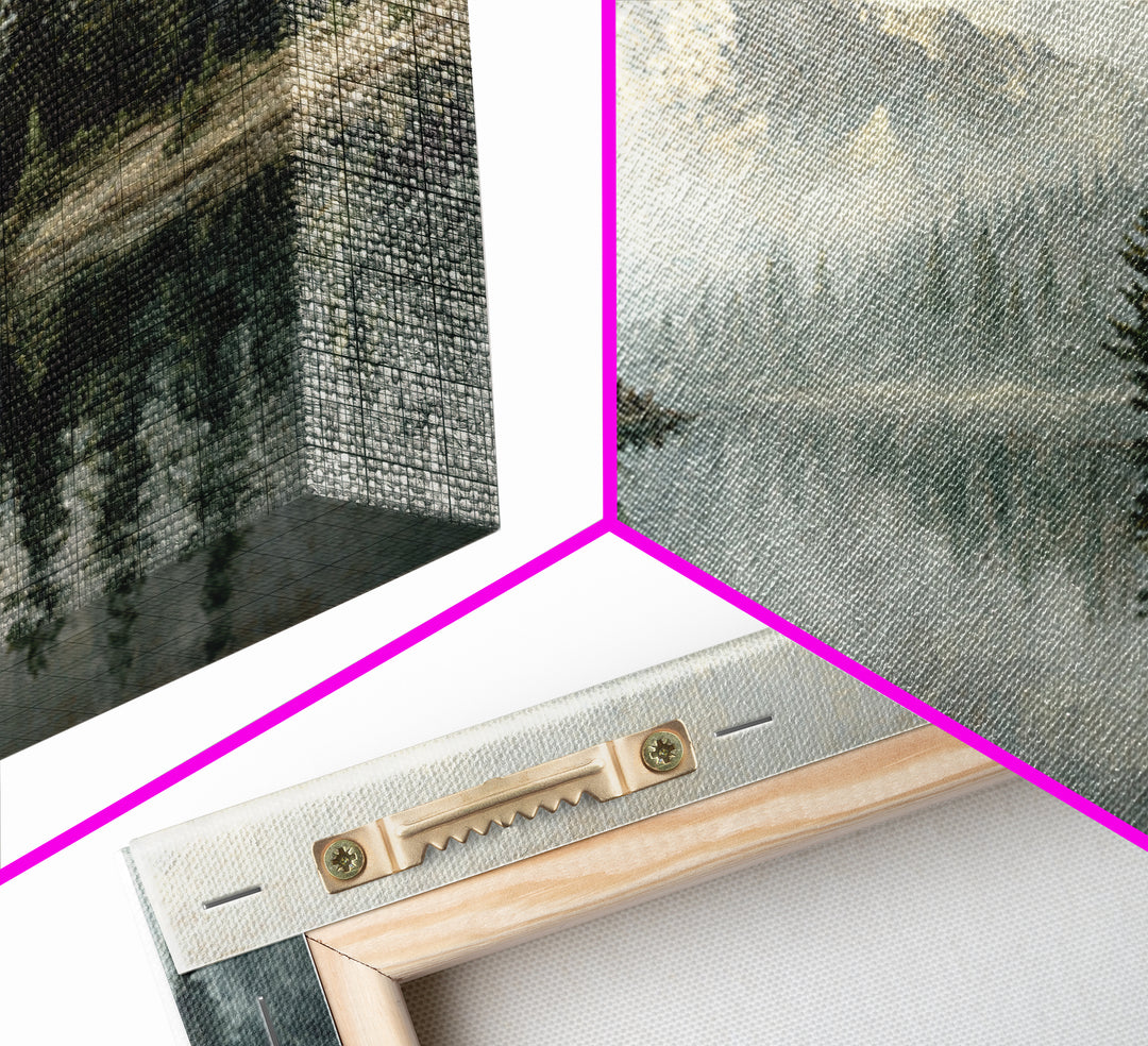 Misty Mountain Lake Canvas Print, Nature Art, Stained Glass Art, Living Room Decor, Nature, Modern Decor, Fine Art Print, NAT-3x2-57
