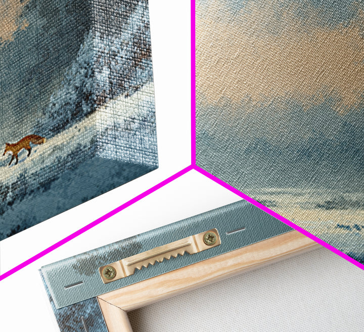 Fox Crossing a Snowy Forest Clearing Canvas Print, Nature Art, Wood Wall Art, Living Room Decor, Nature, Digital Download Art, NAT-3x2-62