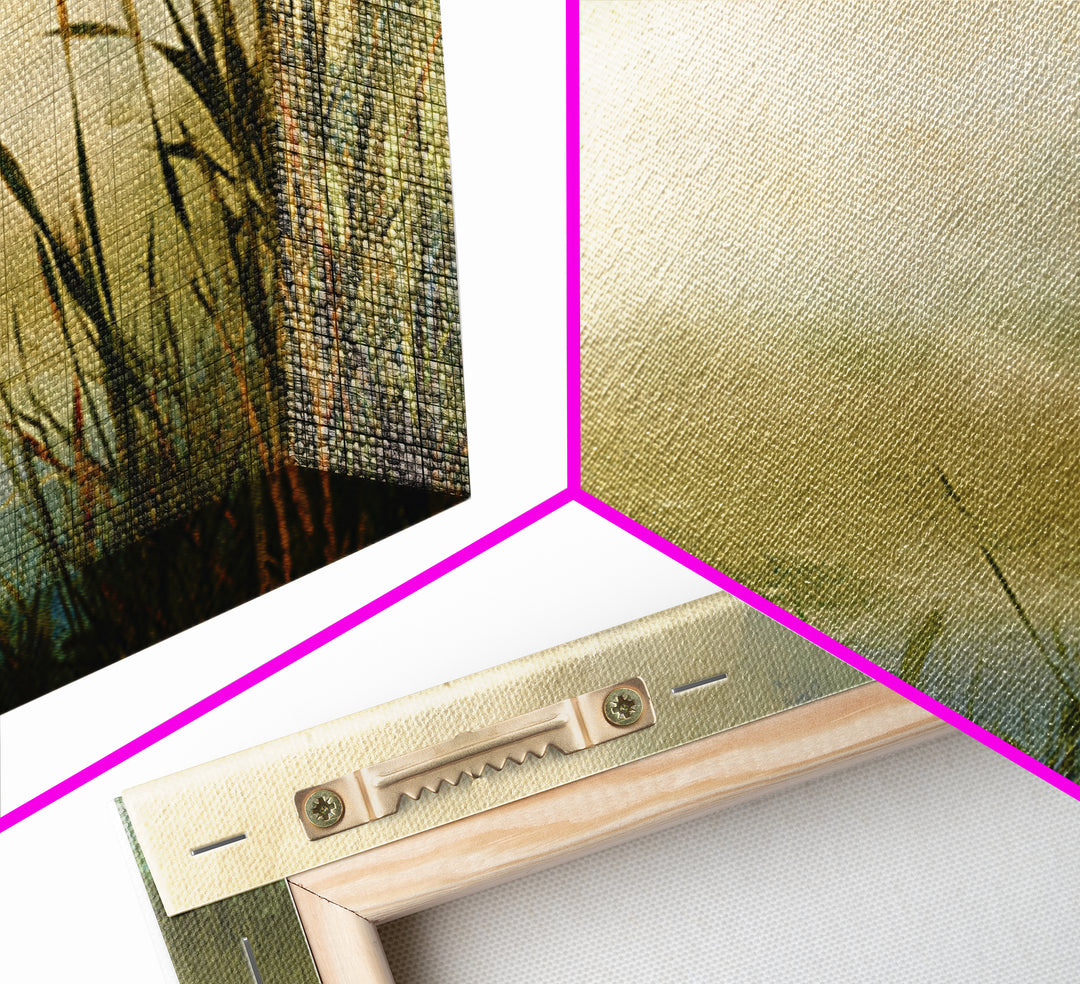 Dragonfly over a Pond with Reeds Framed Canvas Print, Nature Art, Abstract Wall Art, Living Room Decor, Fine Art, Nature, NAT-3x2-70