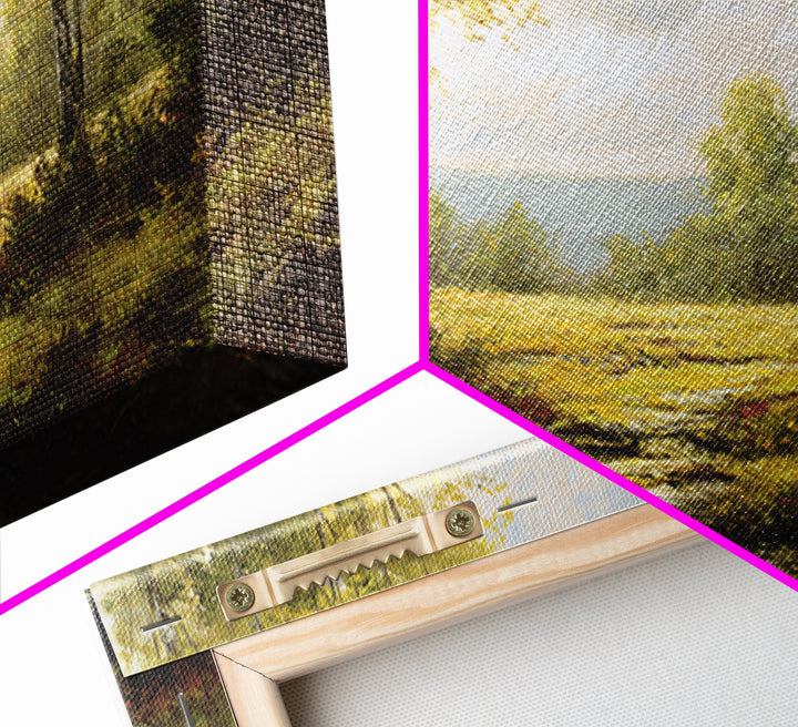 Sunlit Forest Path Framed Canvas Print, Nature Art, Gallery Decor, Living Room Decor, Fine Art, Nature, Contemporary Art, NAT-3x2-77