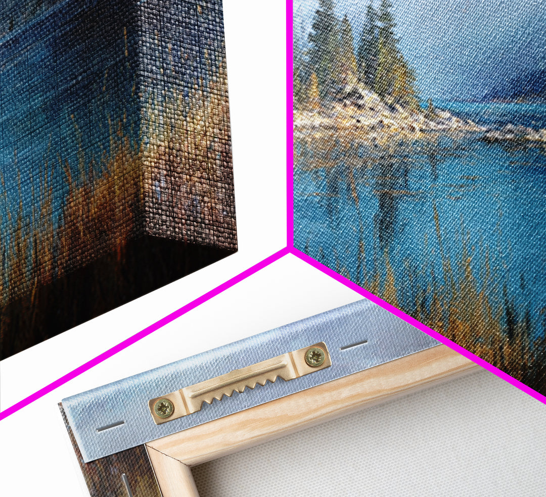 Misty Mountain Lake Framed Canvas Print, Nature Art, Ocean Art, Living Room Decor, Fine Art, Nature, Art Print, NAT-3x2-81