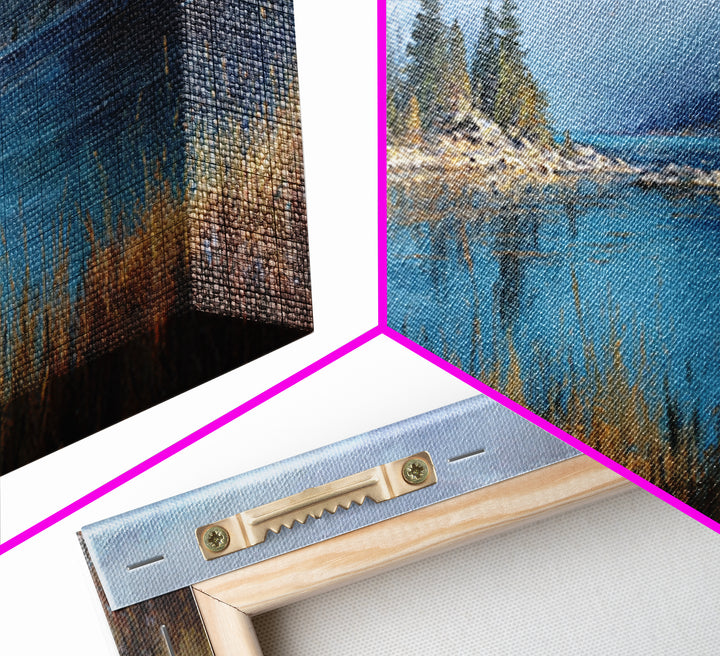 Misty Mountain Lake Framed Canvas Print, Nature Art, Ocean Art, Living Room Decor, Fine Art, Nature, Art Print, NAT-3x2-81