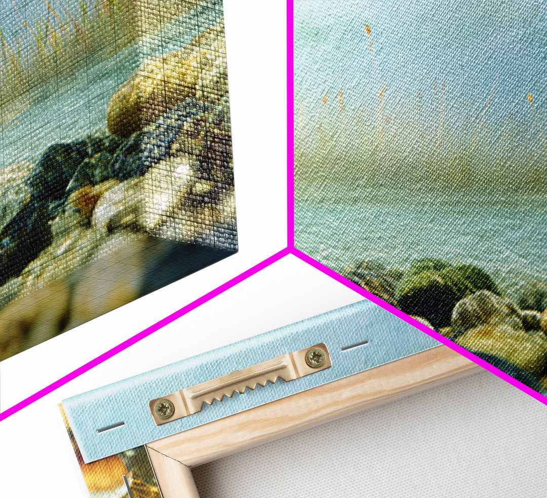 River Stones under Clear Shallow Water Canvas Print, Nature Art, Nature Wall Art, Living Room Decor, Oil Painting, Nature, NAT-3x2-89