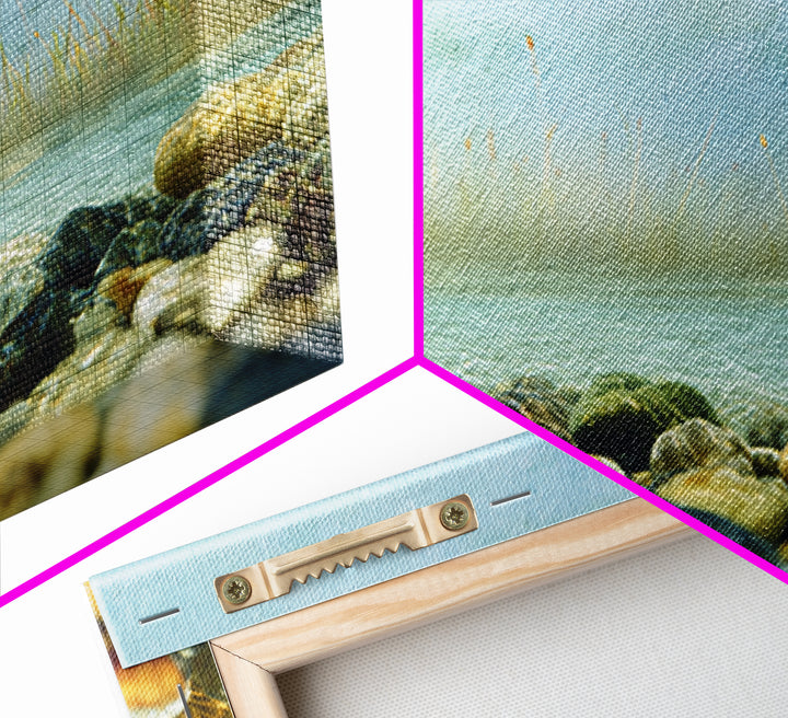 River Stones under Clear Shallow Water Canvas Print, Nature Art, Nature Wall Art, Living Room Decor, Oil Painting, Nature, NAT-3x2-89