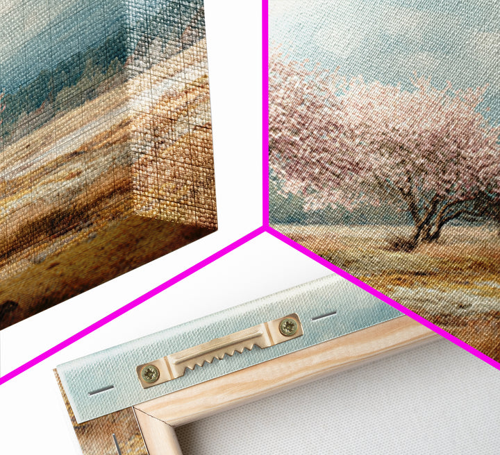 Spring Cherry Blossoms Framed Canvas Print, Nature Art, Luxury Decor, Living Room Decor, Fine Art, Nature, Mushroom, NAT-3x2-92