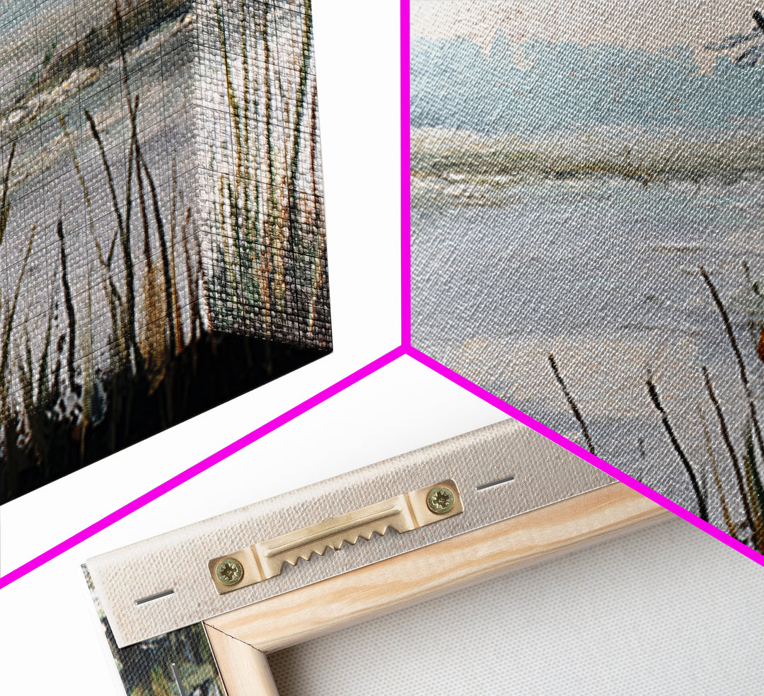 Dragonfly over a Pond with Reeds Canvas Print, Nature Art, Stained Glass Art, Living Room Decor, Abstract Art, Nature, NAT-3x2-94