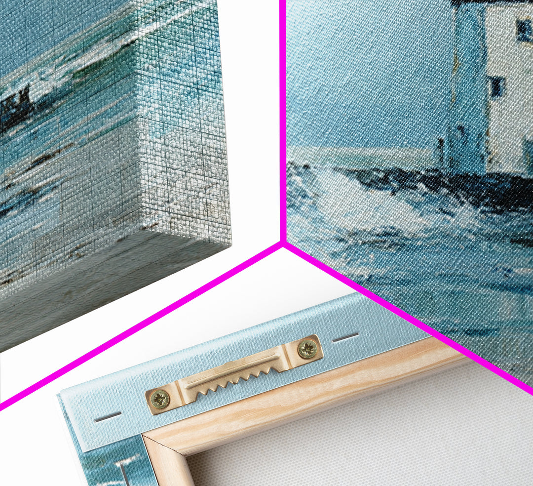 Lighthouse Standing Against Stormy Waves Canvas Print, Nautical Art, Large Wall Art, Coastal Decor, Abstract Art, Harbor, NAU-1x1-3