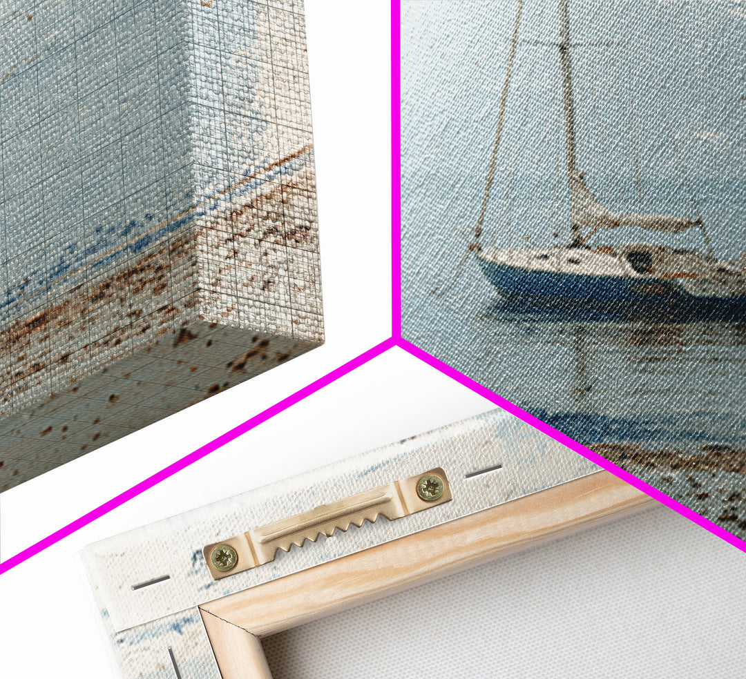 Blueprint Sailboat Technical Drawing Framed Canvas Print, Nautical Art, Gallery Wall, Coastal Decor, Abstract Art, Harbor, NAU-1x1-72