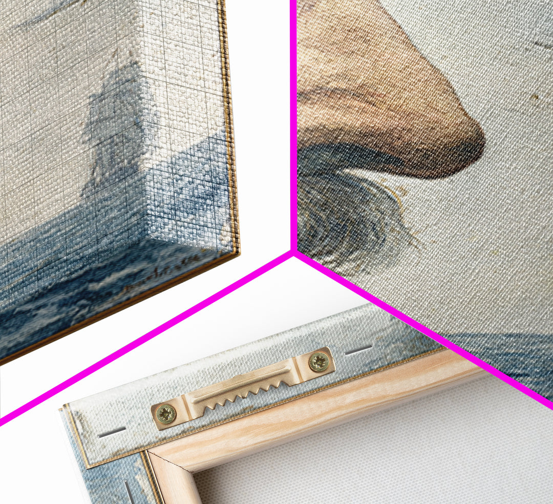 Sea Captain Portrait Framed Canvas Print, Nautical Art, Boho Decor, Coastal Decor, Fine Art, Harbor, Painting, Art Print, NAU-1x1-79