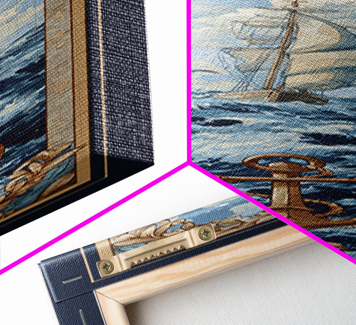 Anchor and Laurel Nautical Crest Without Text Canvas Print, Nautical Art, Coastal Wall Decor, Coastal Decor, Fine Art, Harbor, NAU-1x3-89