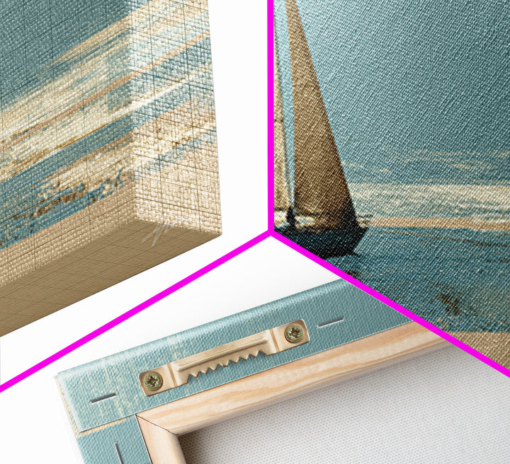 Blueprint Sailboat Technical Drawing Framed Canvas Print, Nautical Art, Statement Artwork, Coastal Decor, Fine Art, Harbor, NAU-2x1-20