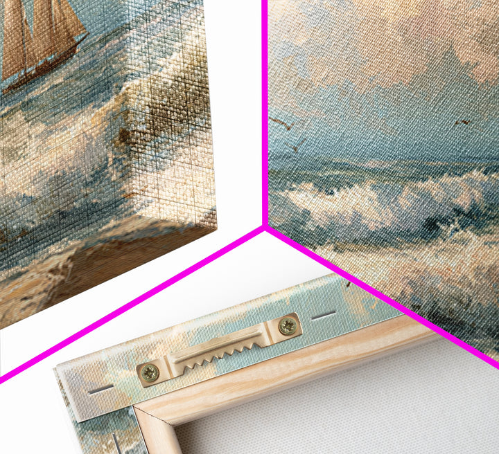 Sea Captain Portrait Framed Canvas Print, Nautical Art, Boho Decor, Coastal Decor, Fine Art, Harbor, Painting, Art Print, NAU-2x1-27