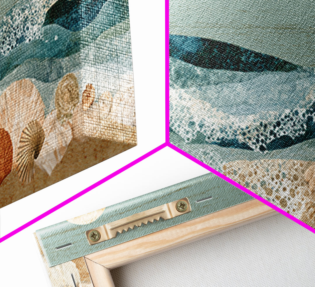 Porthole View of Waves and Moon Framed Canvas Print, Nautical Art, Room Decor, Coastal Decor, Fine Art, Harbor, Printable, NAU-2x1-42