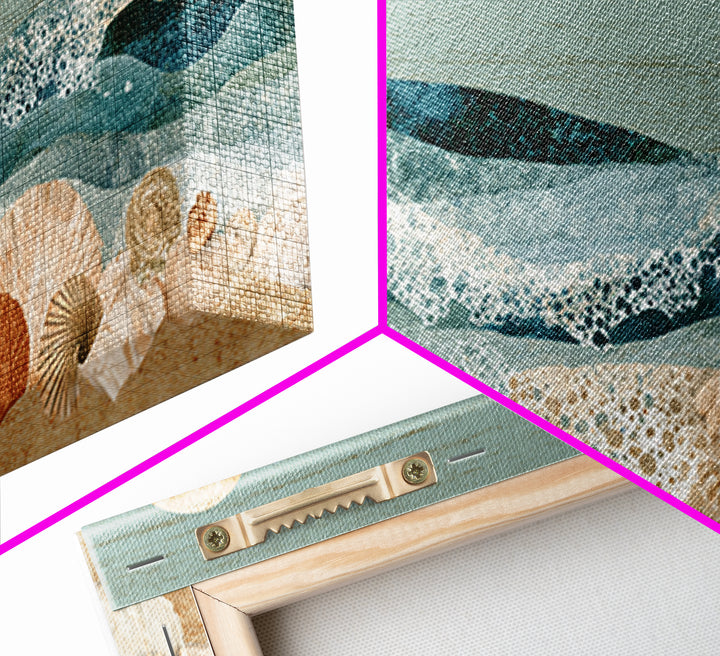 Porthole View of Waves and Moon Framed Canvas Print, Nautical Art, Room Decor, Coastal Decor, Fine Art, Harbor, Printable, NAU-2x1-42