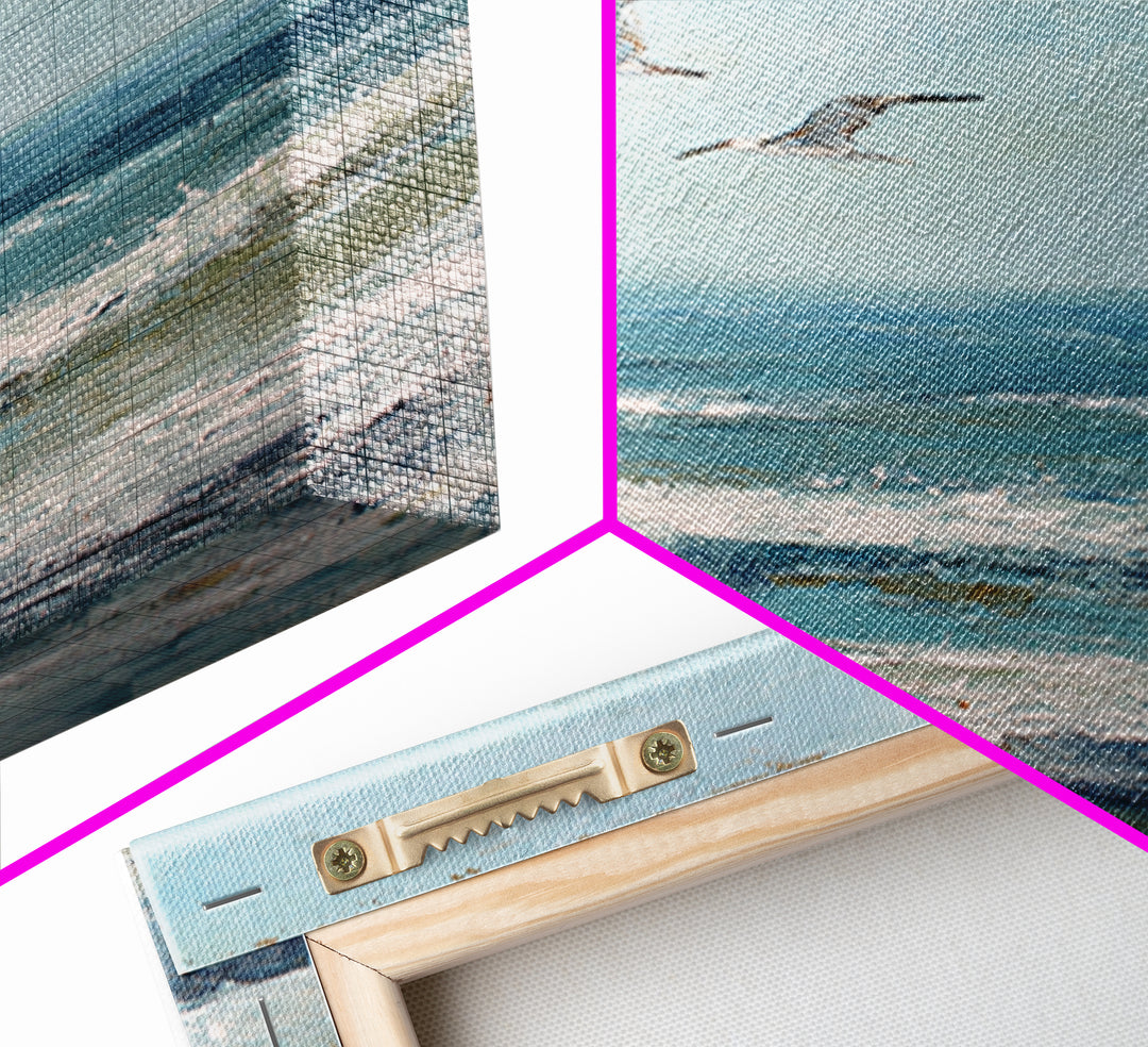 Coastal Gulls Flying Framed Canvas Print, Nautical Art, Coastal Wall Art, Coastal Decor, Fine Art, Harbor, Neutral Decor, NAU-2x3-97
