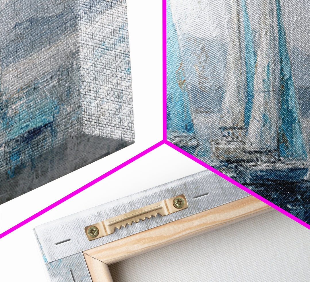 Blueprint Sailboat Technical Drawing Canvas Print, Nautical Art, Neutral Decor, Coastal Decor, Fine Art, Harbor, Home Decor, NAU-3x1-40