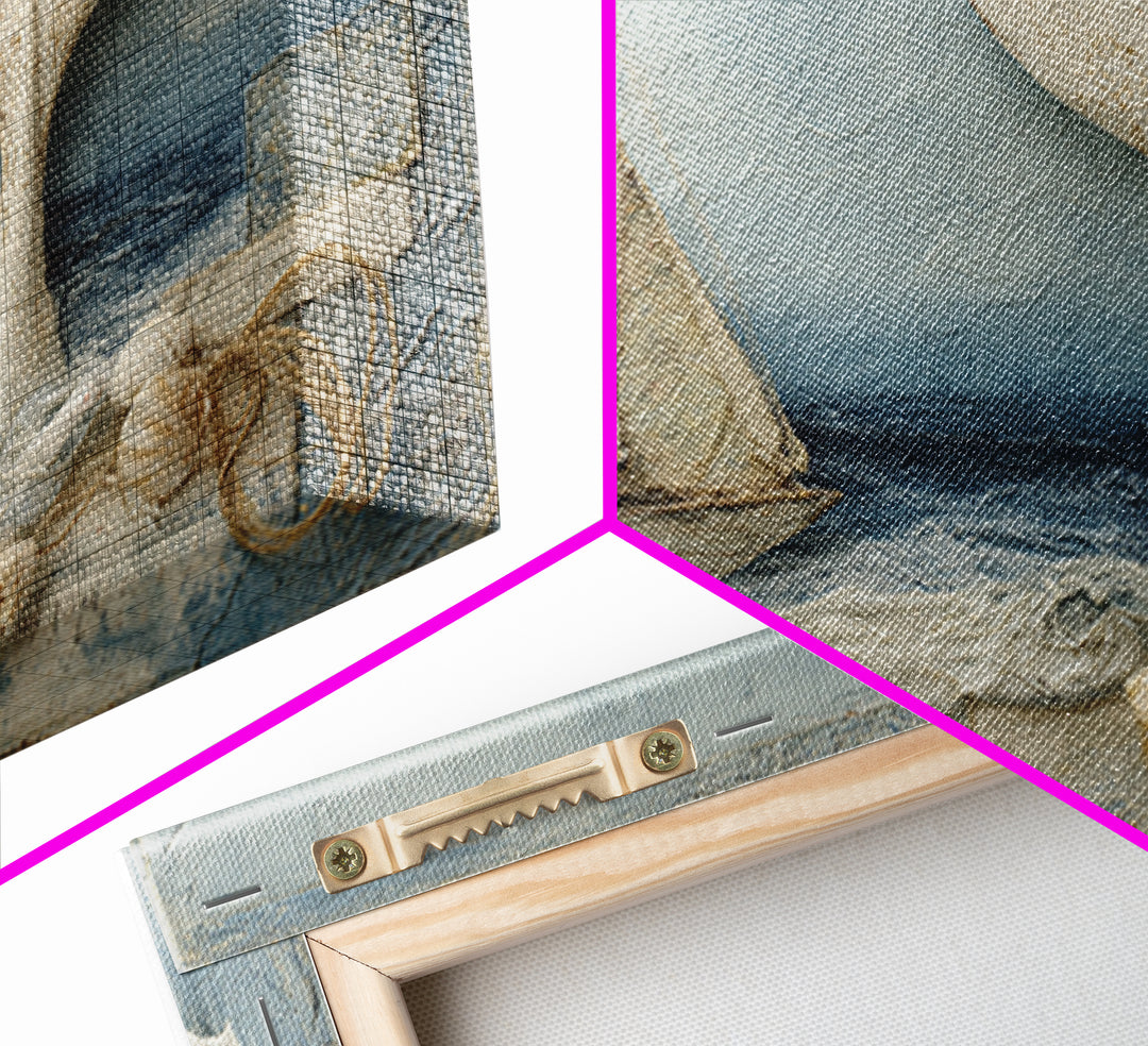 Whale Tail Beside Small Sailboat Framed Canvas Print, Nautical Art, Digital Print, Coastal Decor, Fine Art, Harbor, Beach Print, NAU-3x2-14