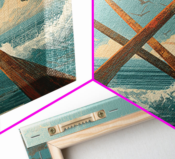 Weathered Oars Crossed Framed Canvas Print, Nautical Art, Coastal Wall Art, Coastal Decor, Fine Art, Harbor, Neutral Decor, NAU-3x2-15