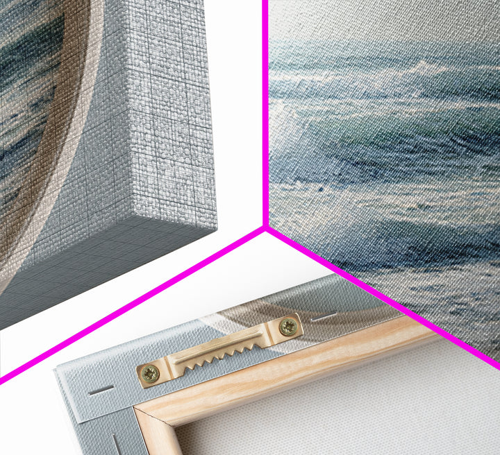 Porthole View of Waves and Moon Canvas Print, Nautical Art, Landscape Art, Coastal Decor, Fine Art, Harbor, Textured Painting, NAU-3x2-98