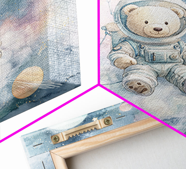 Little Astronaut Bear Canvas Print, Nursery Decor, Wall, Oil Painting, Nursery, Nursery Wall Decals, Woodland Nursery, NDE-1x1-15