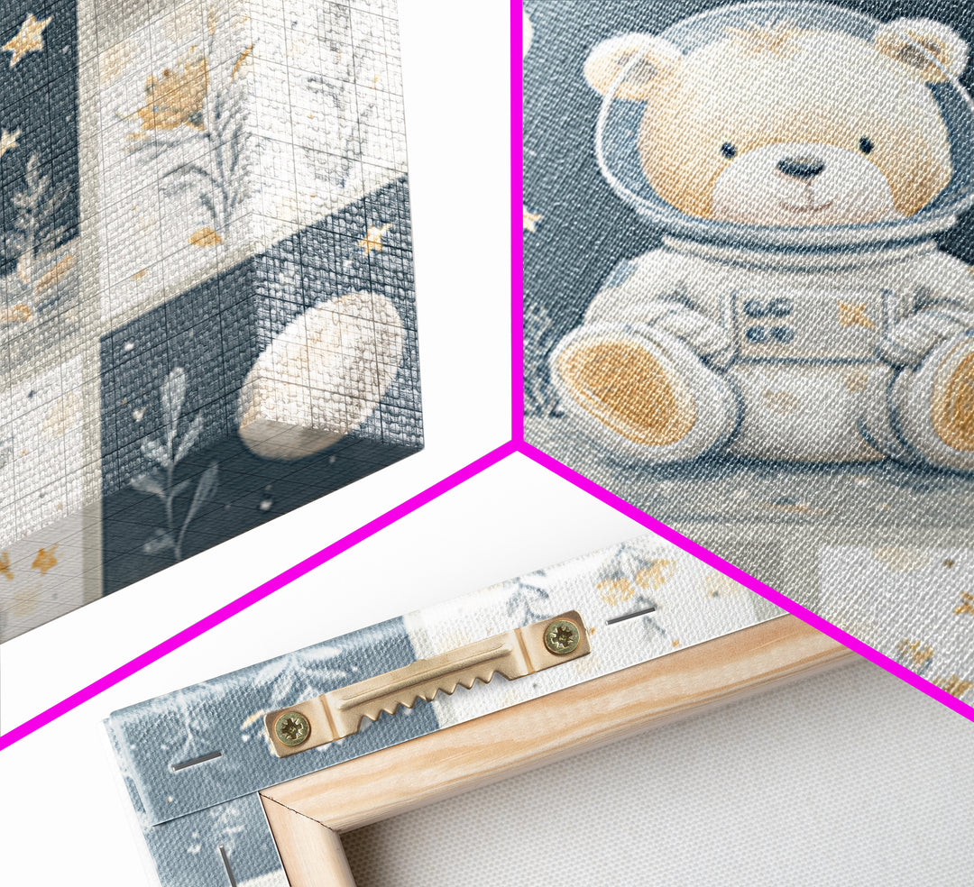 Little Astronaut Bear Framed Canvas Print, Nursery Decor, Safari Nursery Decor, Fine Art, Nursery, Modern Decor, Fine Art Print, NDE-1x1-39