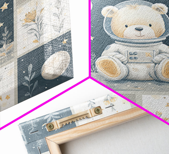 Little Astronaut Bear Framed Canvas Print, Nursery Decor, Safari Nursery Decor, Fine Art, Nursery, Modern Decor, Fine Art Print, NDE-1x1-39