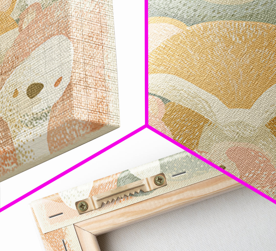 Woodland Animal Parade Canvas Print, Nursery Decor, Textured Painting, Nursery, Bedroom Decor, Wall Decal, Wall Decals, NDE-1x1-98