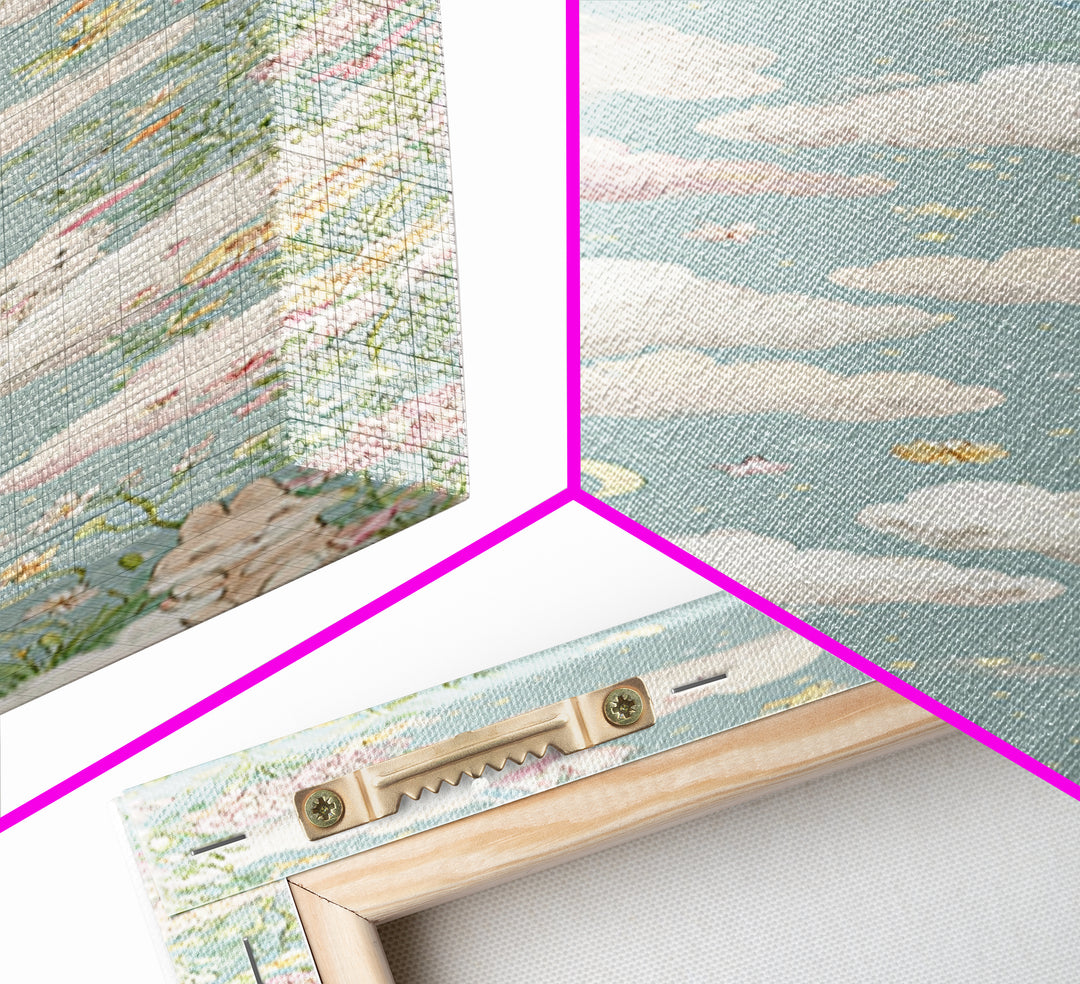 Pastel Butterfly and Wildflower Pattern Canvas Print, Nursery Decor, Nursery Wall Decals, Oil Painting, Nursery, NDE-1x3-100