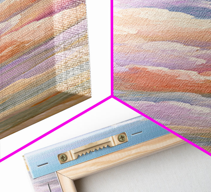 Pastel Rainbow with Soft Cloud Shapes Framed Canvas Print, Nursery Decor, Abstract Art, Nursery, Nursery Prints, NDE-1x3-61