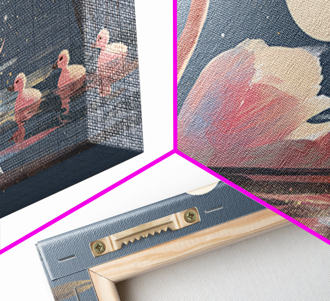Pink Swan on Calm Pond Framed Canvas Print, Nursery Decor, Printable Wall Art, Nursery, Nursery Prints, Playroom Decor, NDE-2x1-33