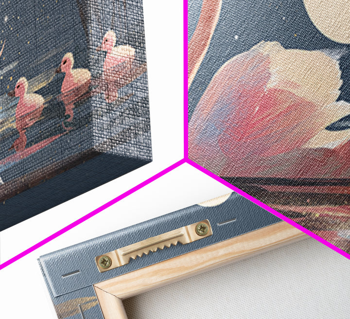 Pink Swan on Calm Pond Framed Canvas Print, Nursery Decor, Printable Wall Art, Nursery, Nursery Prints, Playroom Decor, NDE-2x1-33