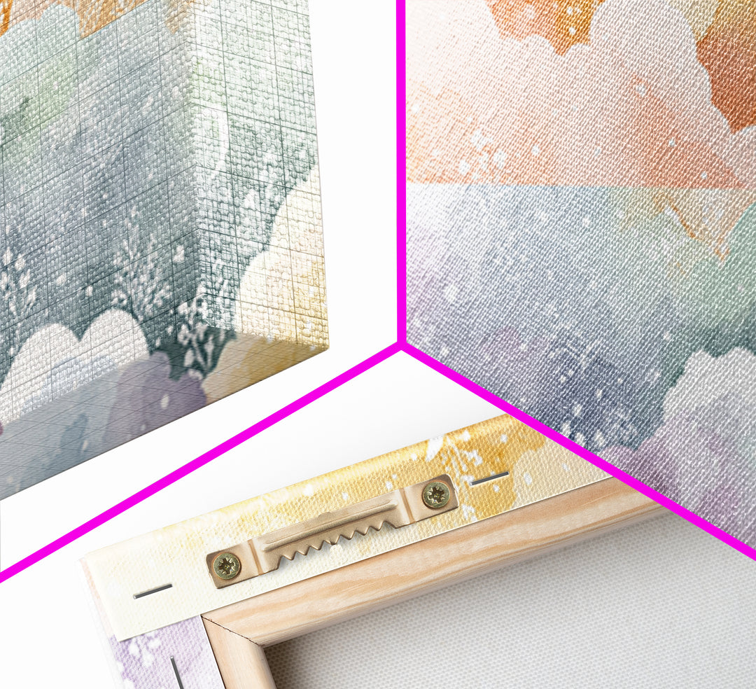 Pastel Rainbow with Soft Cloud Shapes Framed Canvas Print, Nursery Decor, Nursery Wall Decor, Nursery, Nursery Name Sign, NDE-2x1-45