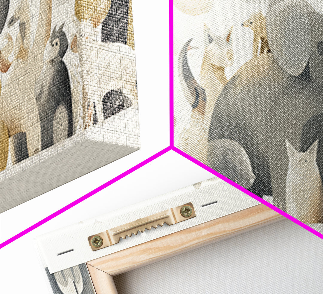 Woodland Animal Parade Framed Canvas Print, Nursery Decor, Wall Decor, Nursery, Woodland Nursery Decor, Nursery Prints, NDE-2x1-46