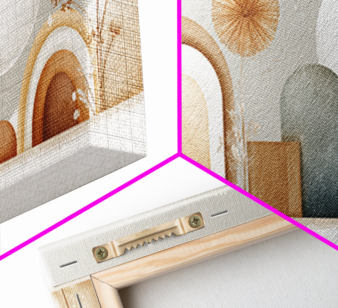 Neutral Boho Sun and Arch Shapes Framed Canvas Print, Nursery Decor, Nursery Prints, Fine Art, Nursery, Nursery Wall Decal, NDE-2x1-55