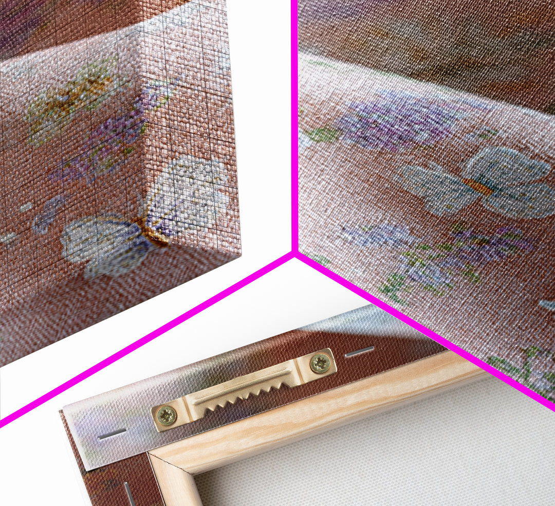 Pastel Butterfly and Wildflower Pattern Framed Canvas Print, Nursery Decor, Home Decor, Fine Art, Nursery, Nursery Art, NDE-2x3-48