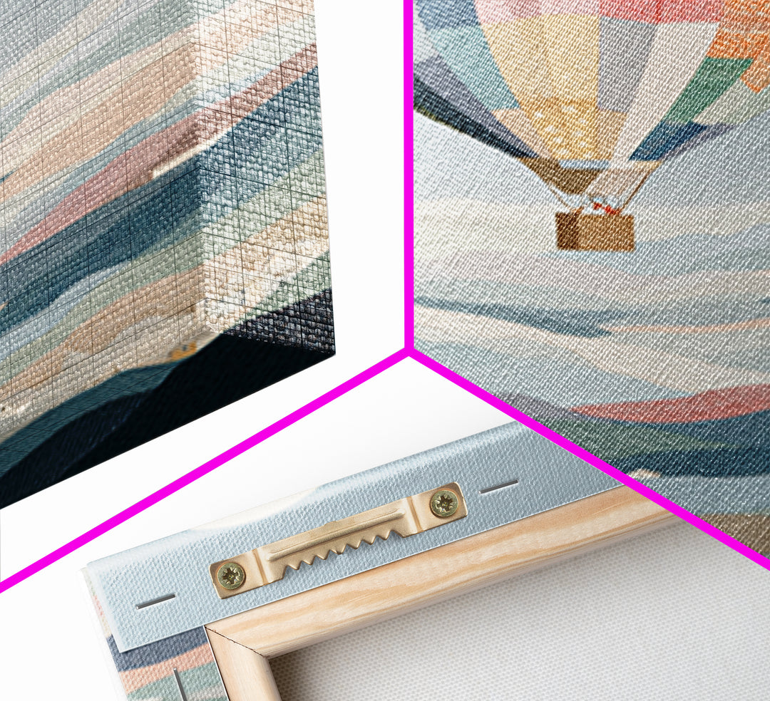Hot Air Balloon Drifting Framed Canvas Print, Nursery Decor, Playroom Decor, Nursery, Boy Nursery Decor, Gallery Decor, NDE-2x3-68