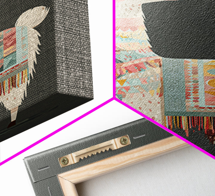 Cute Llama with Blanket Pattern Canvas Print, Nursery Decor, Safari Nursery Decor, Nursery, Modern Decor, Fine Art Print, NDE-2x3-77