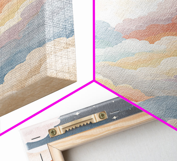 Pastel Rainbow with Soft Cloud Shapes Canvas Print, Nursery Decor, Wall Decal, Abstract Art, Nursery, Wall Light, NDE-2x3-9