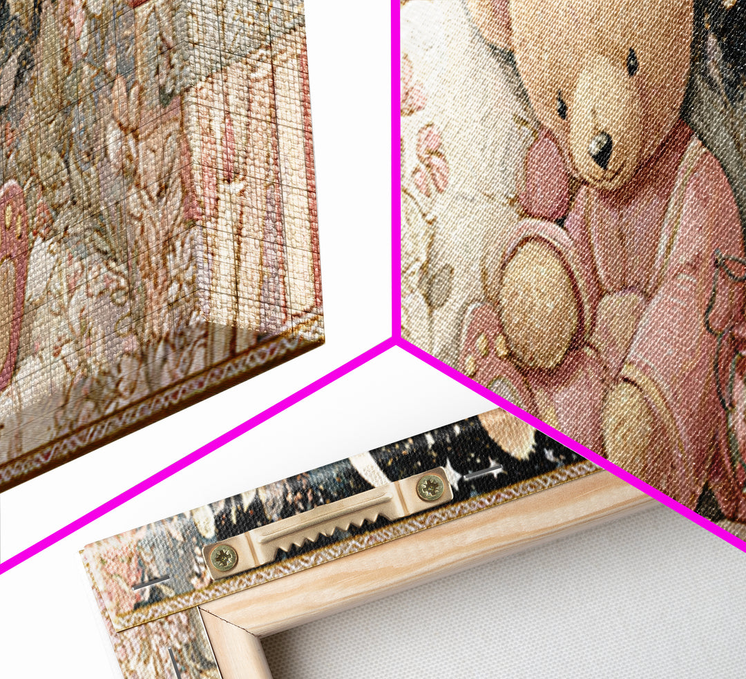 Storybook Bear with Little Lantern Canvas Print, Nursery Decor, Kids Wall Art, Abstract Art, Nursery, Room Decor, NDE-3x1-49